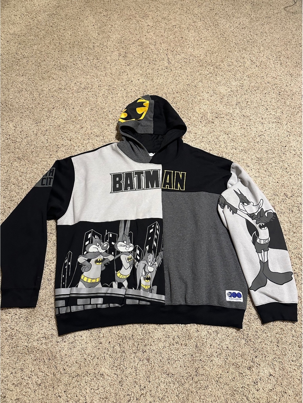 Batman Cartoon Character Colorblock Pullover Hoodie Size 3XL